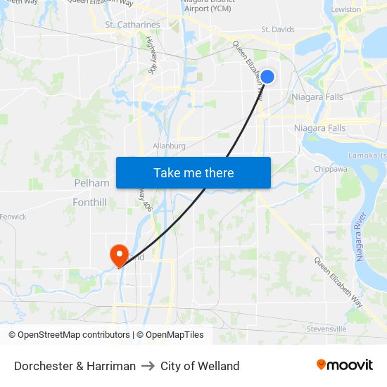 Dorchester & Harriman to City of Welland map