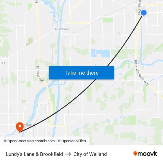 Lundy's Lane & Brookfield to City of Welland map