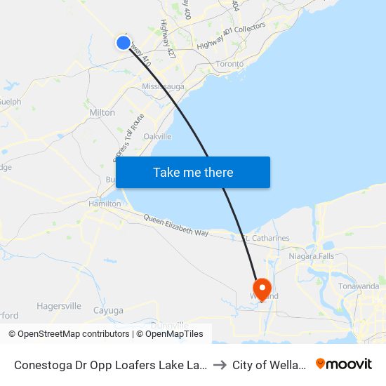 Conestoga Dr Opp Loafers Lake Lane to City of Welland map