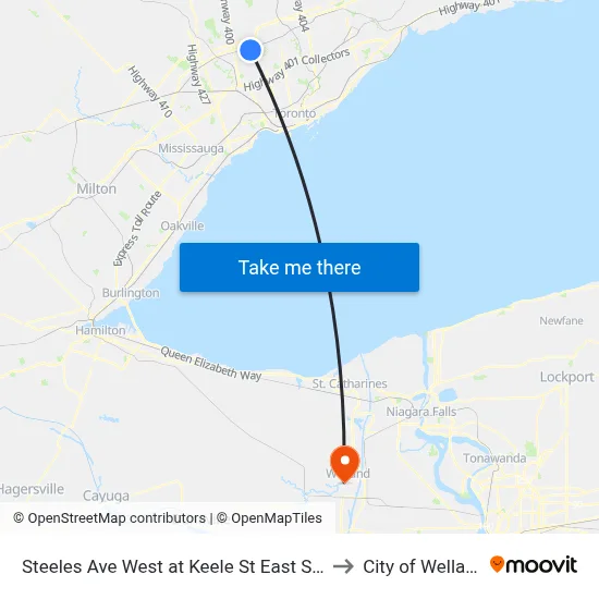 Steeles Ave West at Keele St East Side to City of Welland map