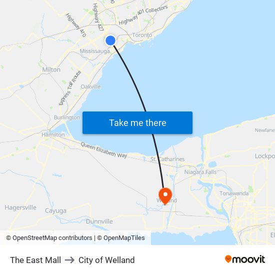 The East Mall to City of Welland map