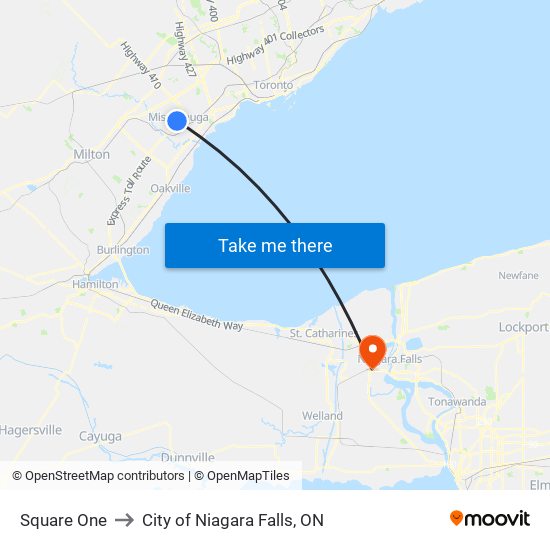 Square One to City of Niagara Falls, ON map