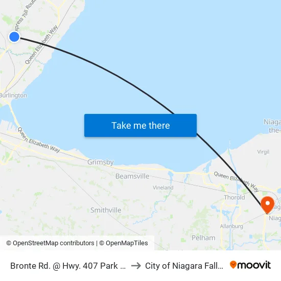 Bronte Rd. @ Hwy. 407 Park & Ride to City of Niagara Falls, ON map
