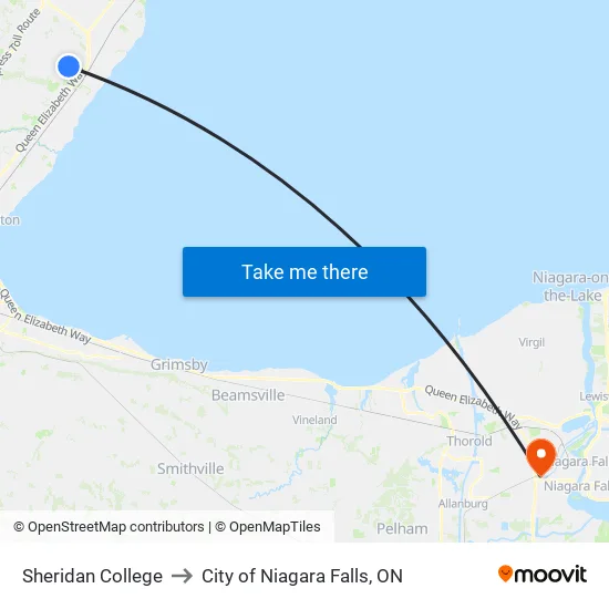 Sheridan College to City of Niagara Falls, ON map