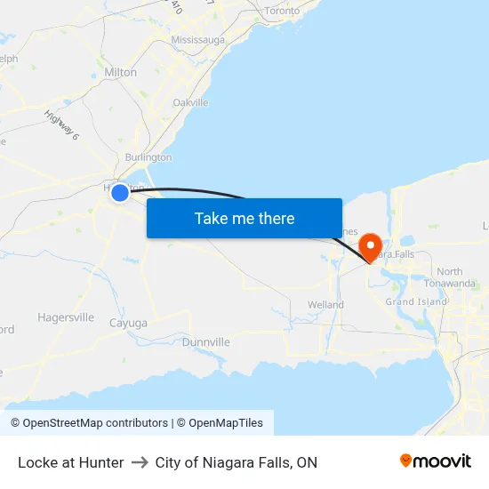 Locke at Hunter to City of Niagara Falls, ON map