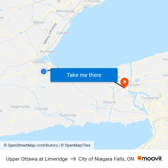 Upper Ottawa at Limeridge to City of Niagara Falls, ON map