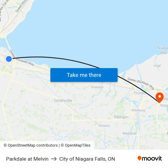 Parkdale at Melvin to City of Niagara Falls, ON map