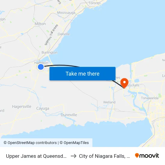 Upper James at Queensdale to City of Niagara Falls, ON map