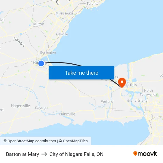 Barton at Mary to City of Niagara Falls, ON map