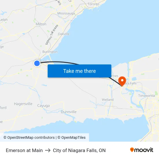 Emerson at Main to City of Niagara Falls, ON map