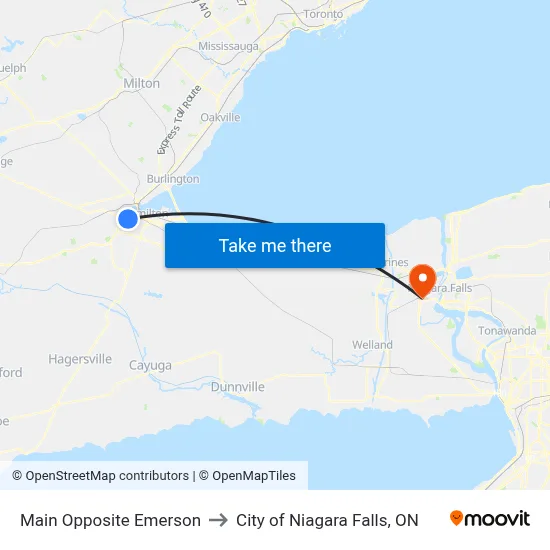 Main Opposite Emerson to City of Niagara Falls, ON map