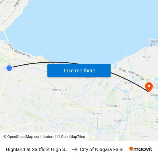 Highland at Saltfleet High School to City of Niagara Falls, ON map