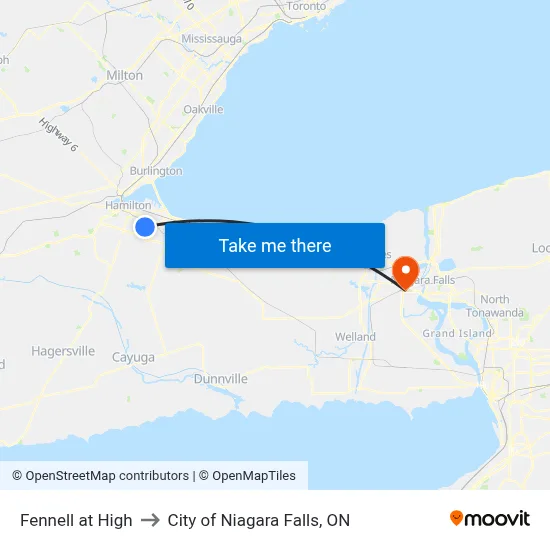 Fennell at High to City of Niagara Falls, ON map