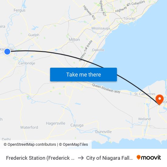 Frederick Station (Frederick / King) to City of Niagara Falls, ON map