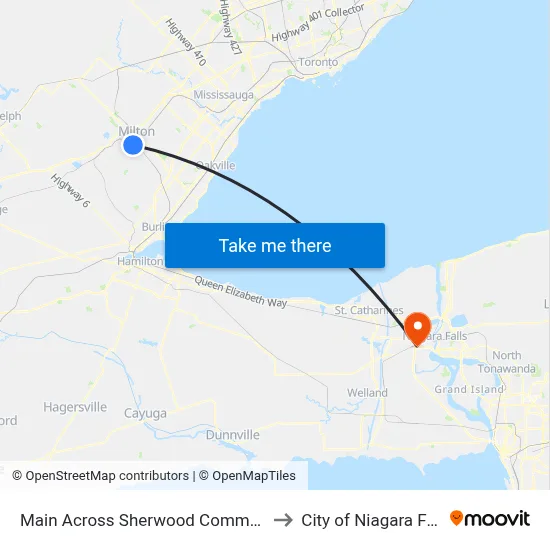 Main Across Sherwood Community Centre to City of Niagara Falls, ON map