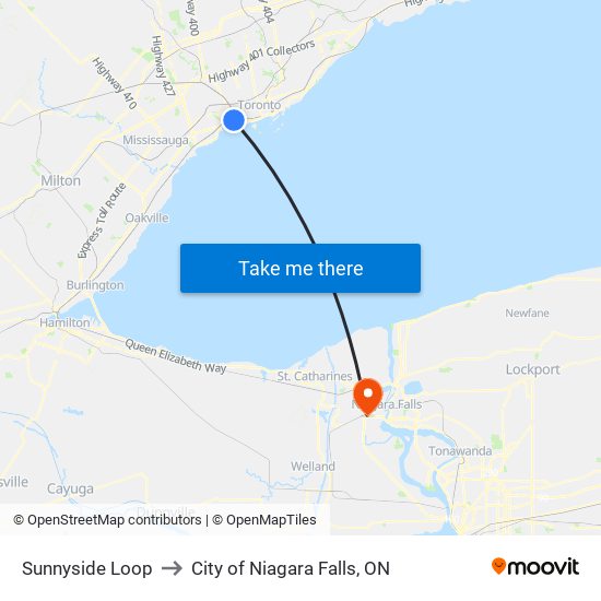 Sunnyside Loop to City of Niagara Falls, ON map