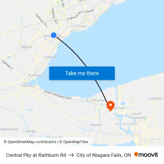 Central Pky at Rathburn Rd to City of Niagara Falls, ON map