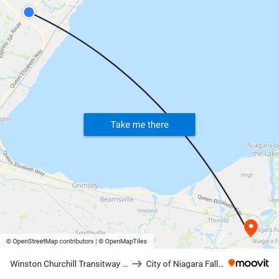 Winston Churchill Transitway Station to City of Niagara Falls, ON map
