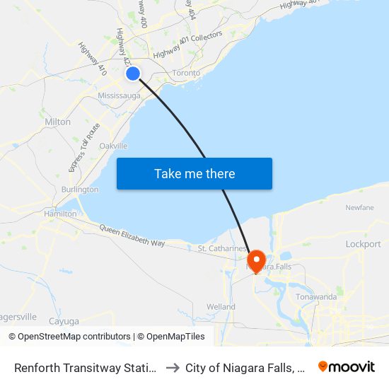 Renforth Transitway Station to City of Niagara Falls, ON map