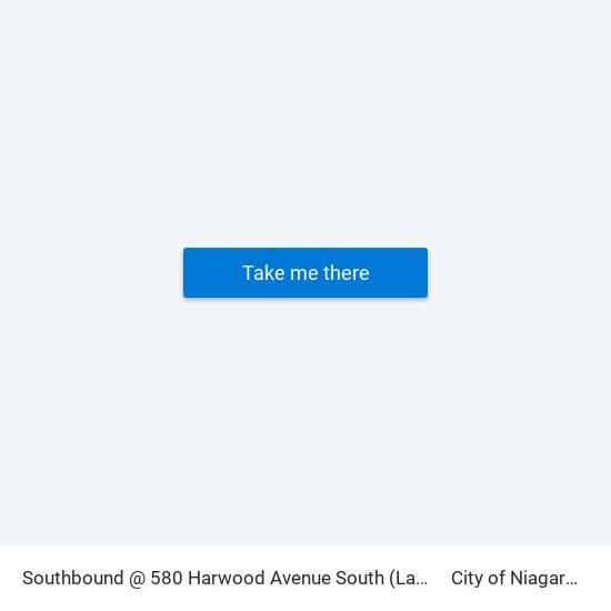 Southbound @ 580 Harwood Avenue South (Lakeridge Health Ajax Pickering) to City of Niagara Falls, ON map