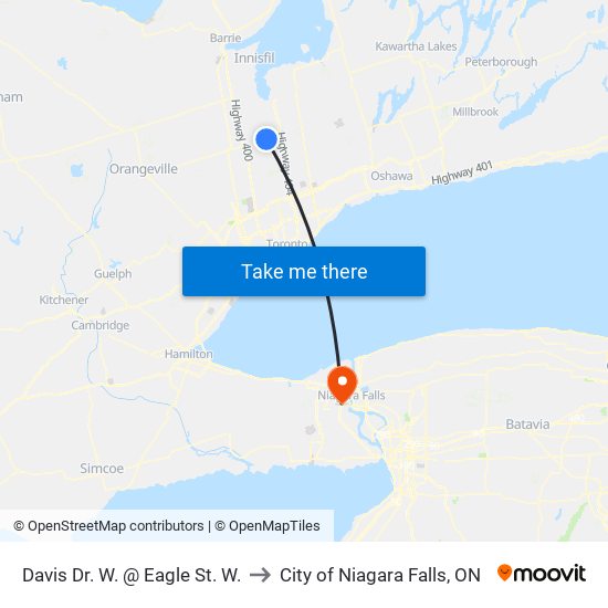 Davis Dr. W. @ Eagle St. W. to City of Niagara Falls, ON map