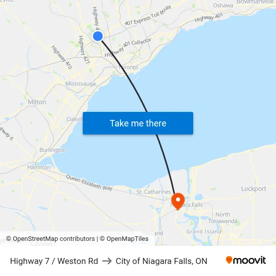 Highway 7 / Weston Rd to City of Niagara Falls, ON map