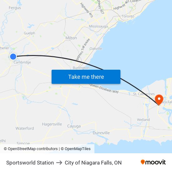 Sportsworld Station to City of Niagara Falls, ON map