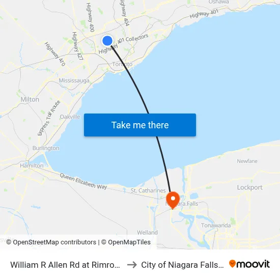 William R Allen Rd at Rimrock Rd to City of Niagara Falls, ON map