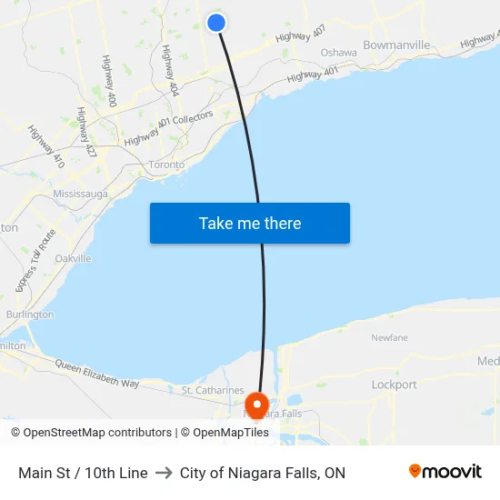 Main St / 10th Line to City of Niagara Falls, ON map