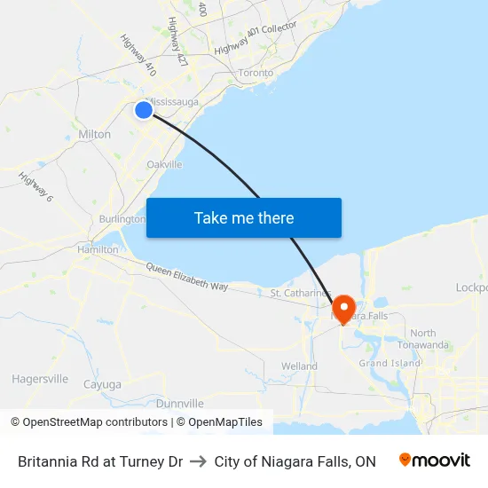 Britannia Rd at Turney Dr to City of Niagara Falls, ON map