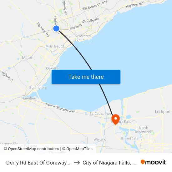 Derry Rd East Of Goreway Dr to City of Niagara Falls, ON map