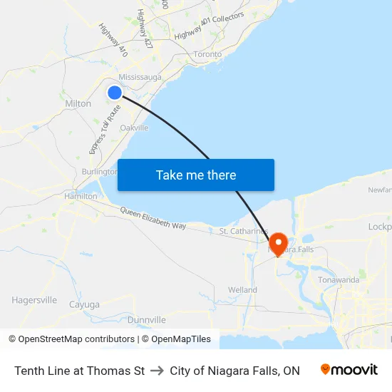 Tenth Line at Thomas St to City of Niagara Falls, ON map