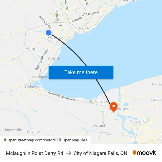 Mclaughlin Rd at Derry Rd to City of Niagara Falls, ON map