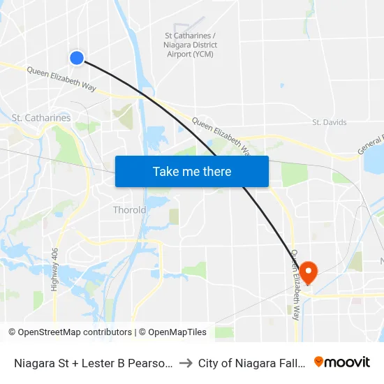 Niagara St + Lester B Pearson Park to City of Niagara Falls, ON map