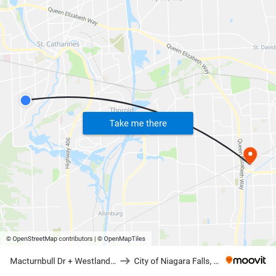 Macturnbull Dr + Westland St to City of Niagara Falls, ON map