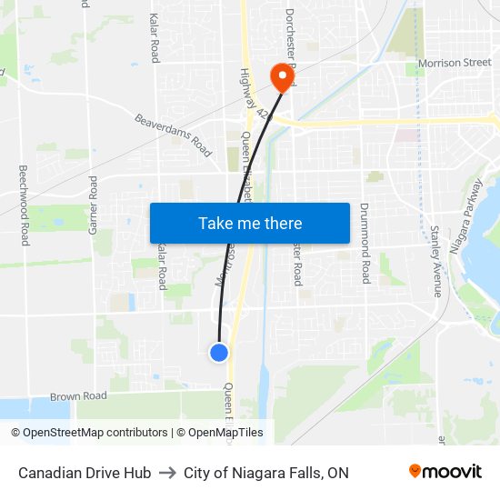 Canadian Drive Hub to City of Niagara Falls, ON map