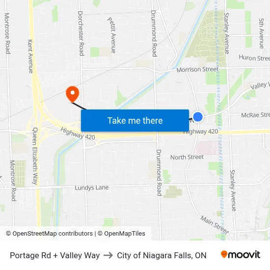 Portage Rd + Valley Way to City of Niagara Falls, ON map