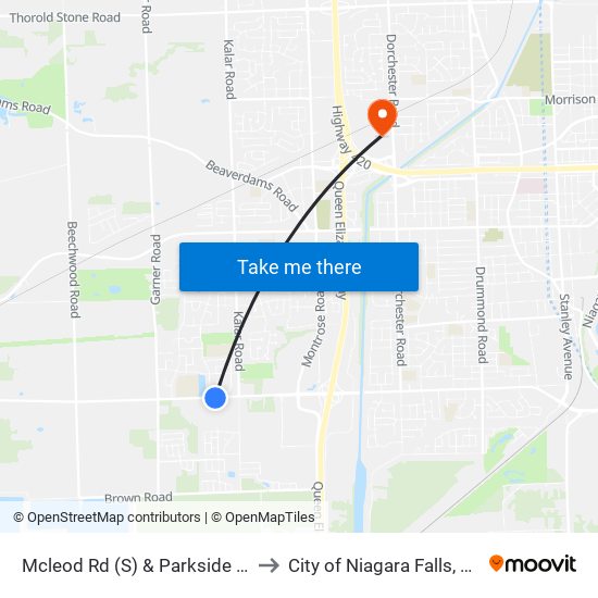 Mcleod Rd (S) & Parkside Rd to City of Niagara Falls, ON map