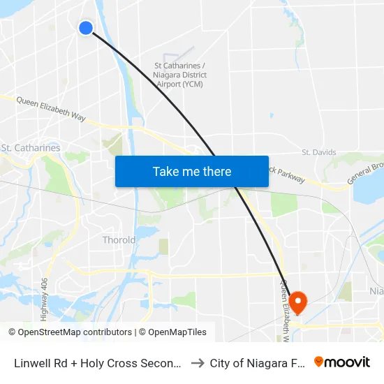 Linwell Rd + Holy Cross Secondary School to City of Niagara Falls, ON map