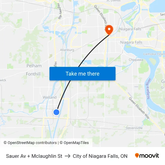 Sauer Av + Mclaughlin St to City of Niagara Falls, ON map