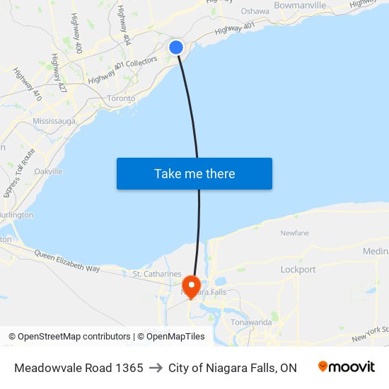 Meadowvale Road 1365 to City of Niagara Falls, ON map