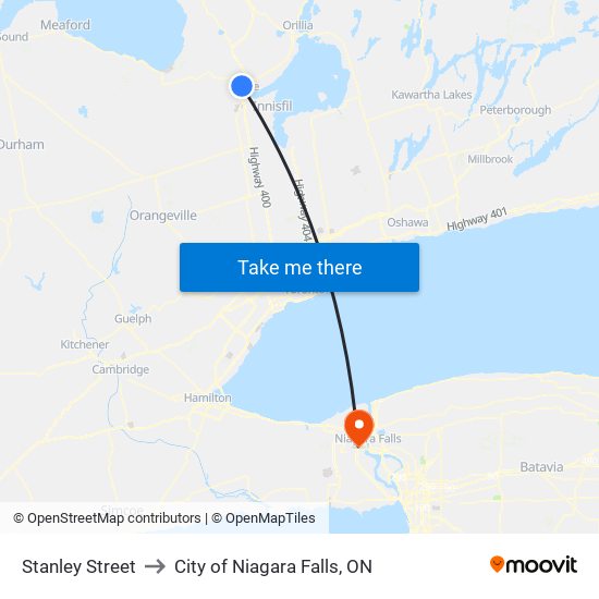 Stanley Street to City of Niagara Falls, ON map