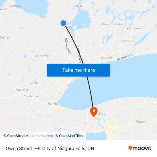 Owen Street to City of Niagara Falls, ON map