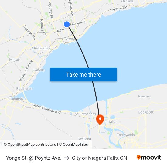 Yonge St. @ Poyntz Ave. to City of Niagara Falls, ON map