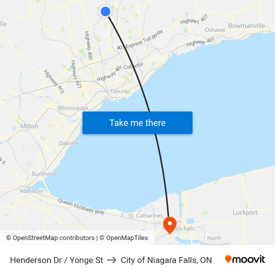 Henderson Dr / Yonge St to City of Niagara Falls, ON map