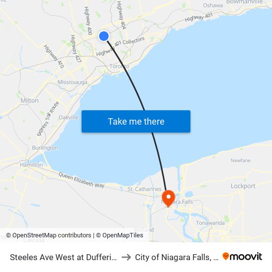 Steeles Ave West at Dufferin St to City of Niagara Falls, ON map
