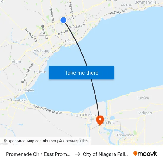 Promenade Cir / East Promenade to City of Niagara Falls, ON map
