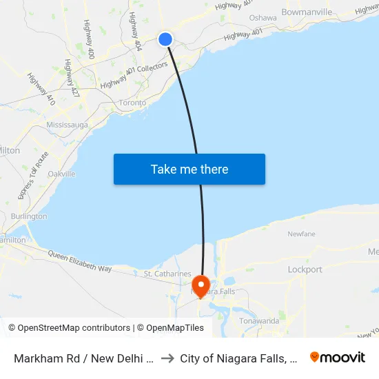 Markham Rd / New Delhi Dr to City of Niagara Falls, ON map