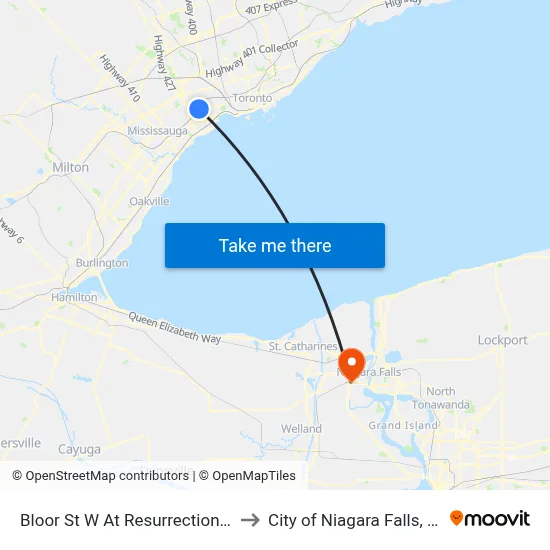 Bloor St W At Resurrection Rd to City of Niagara Falls, ON map