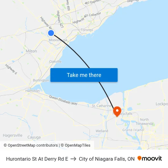 Hurontario St At Derry Rd E to City of Niagara Falls, ON map